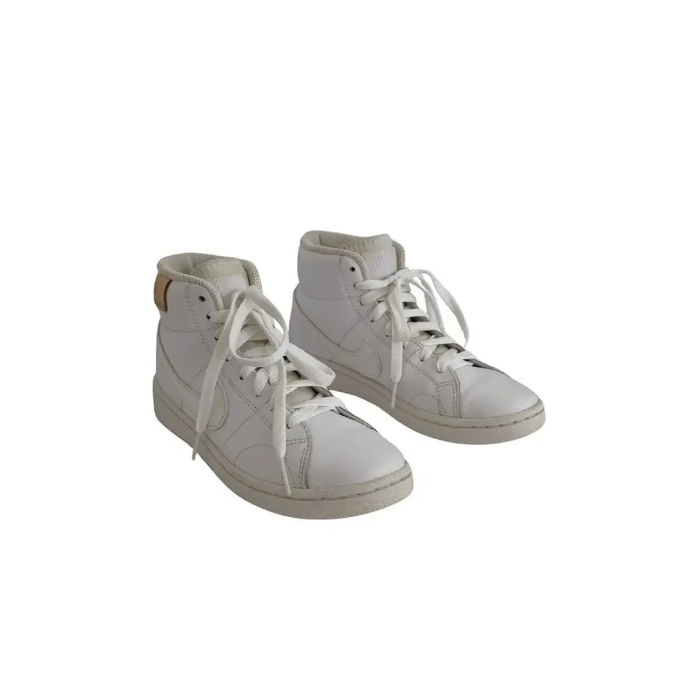 Nike White Leather High Top Sneakers Womens Size 6 Lace Up Casual Shoes